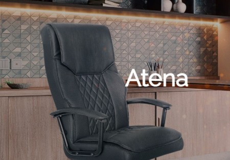 Poltrona giratória diretor Atena com base relax preta e braço preto - Imagem 4